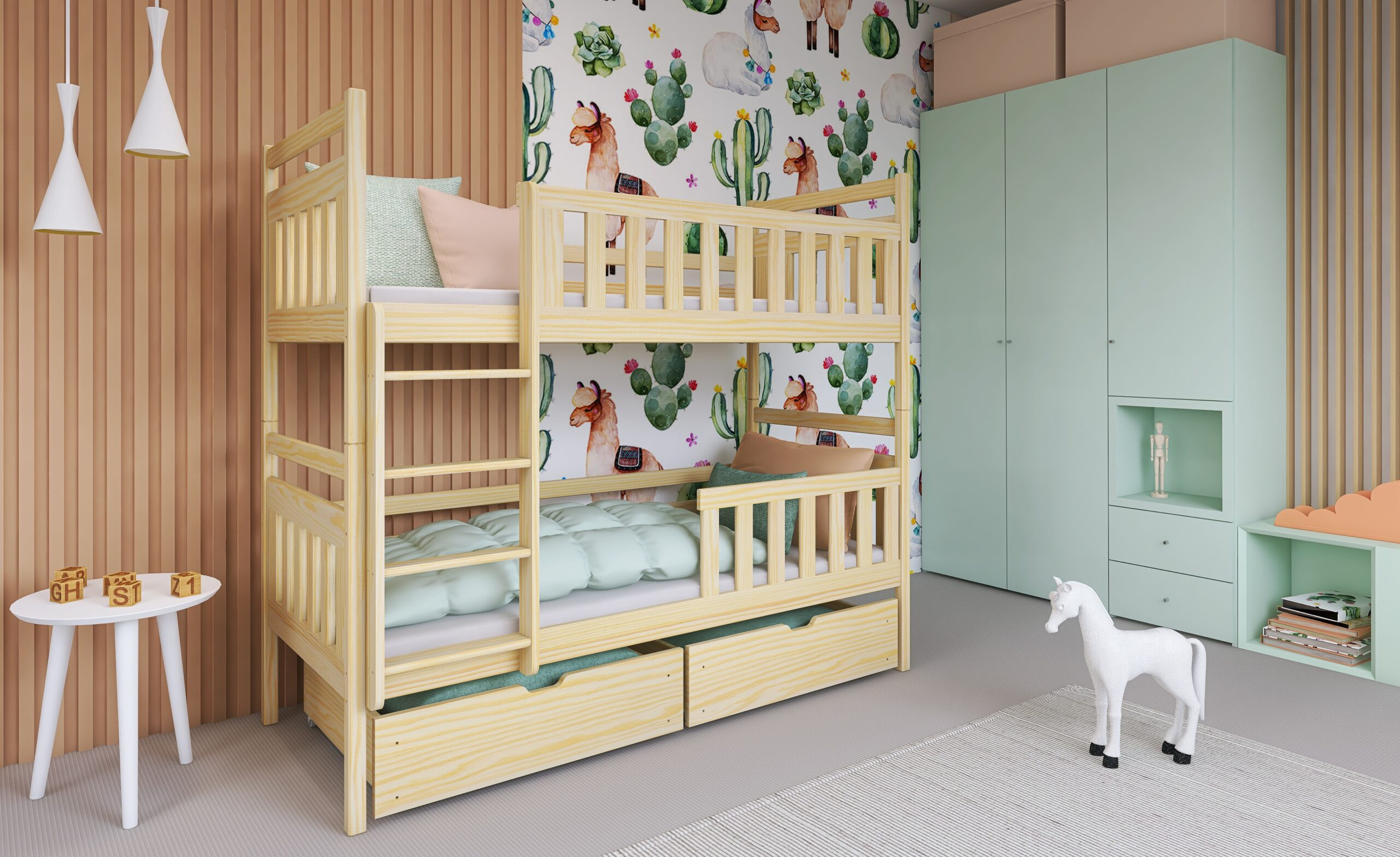 Etagenbett, Kinderbett MONIKA mit Schubladen - Kubuk Moebel