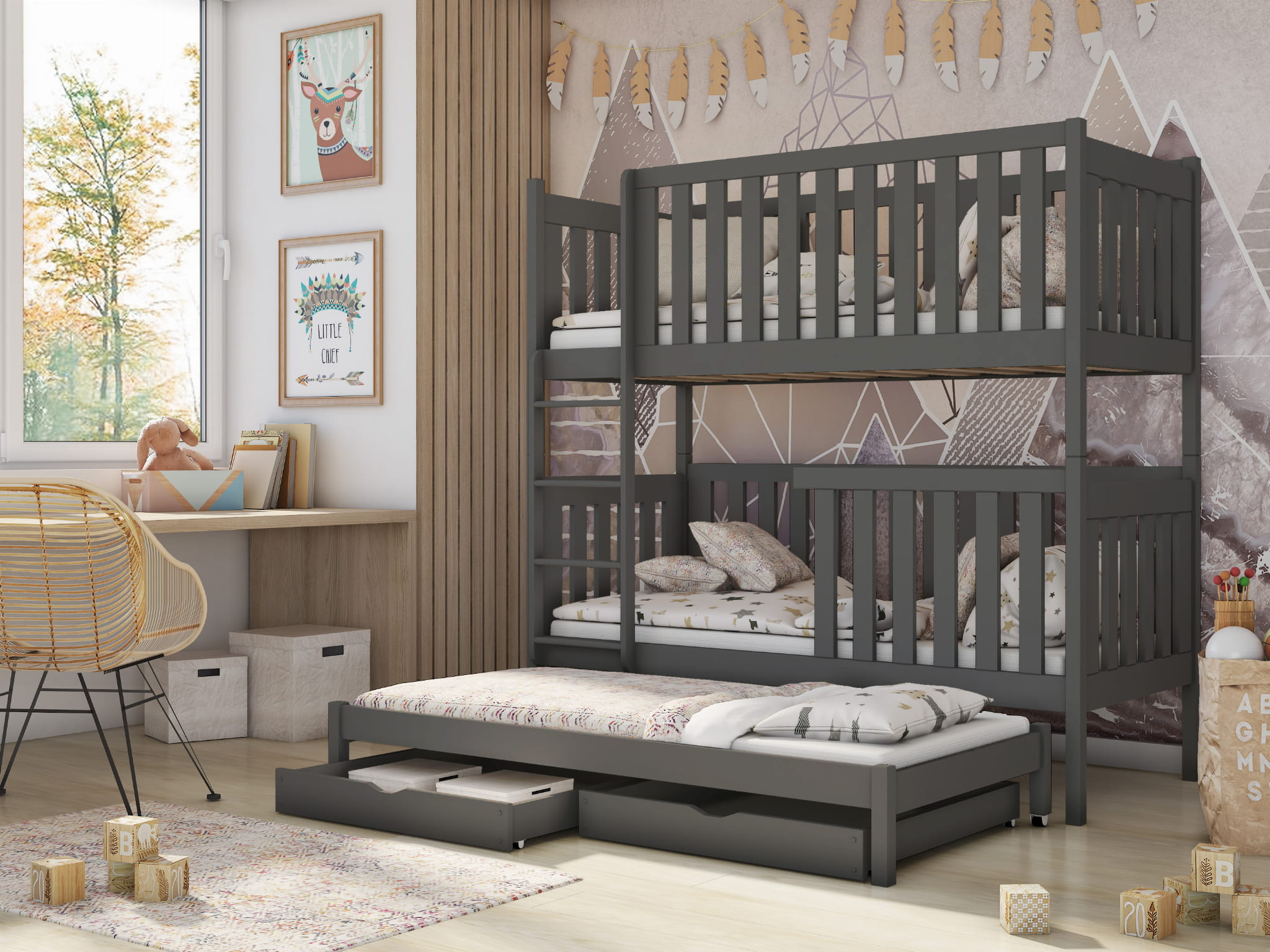 Etagenbett, Kinderbett EMILKA mit Schubladen - Kubuk Moebel