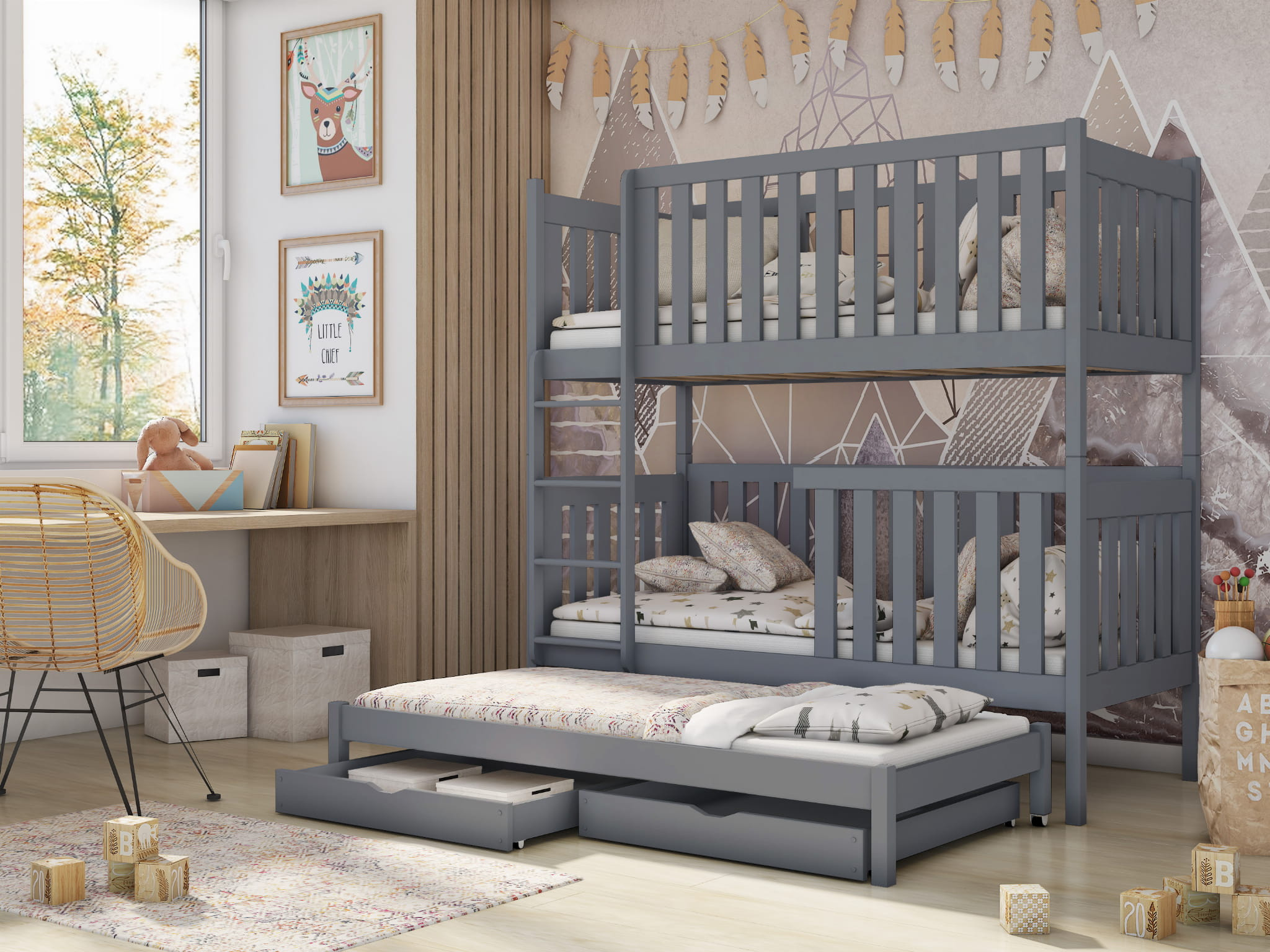 Etagenbett, Kinderbett EMILKA mit Schubladen - Kubuk Moebel