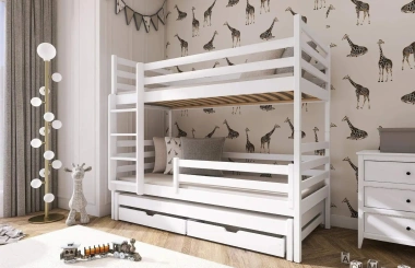 Etagenbett LUK 90x200 Weiß mit Schubladen SOFORTLIEFERUNG