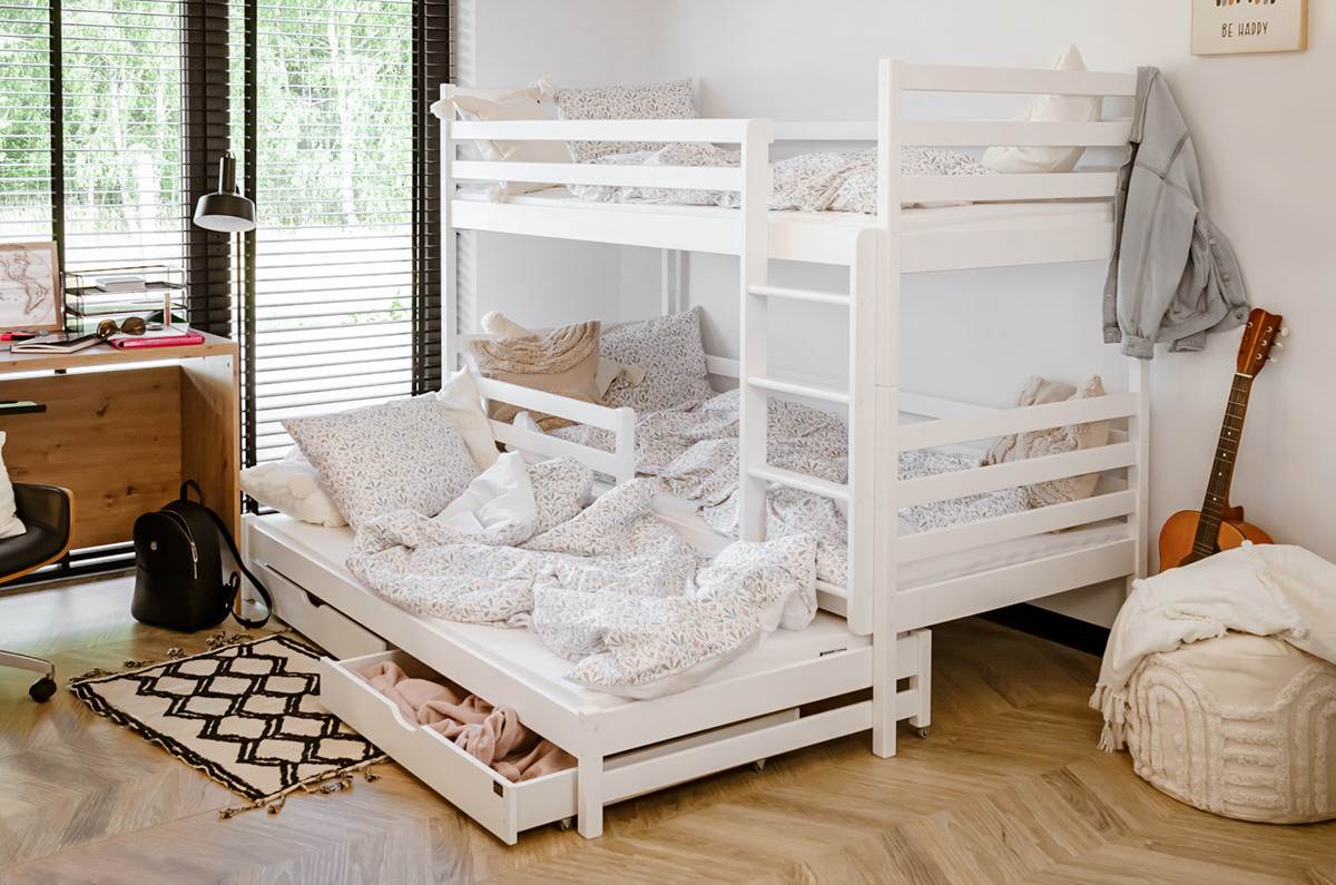 Etagenbett LUK 90x200 Weiß mit Schubladen SOFORTLIEFERUNG - Kubuk Moebel