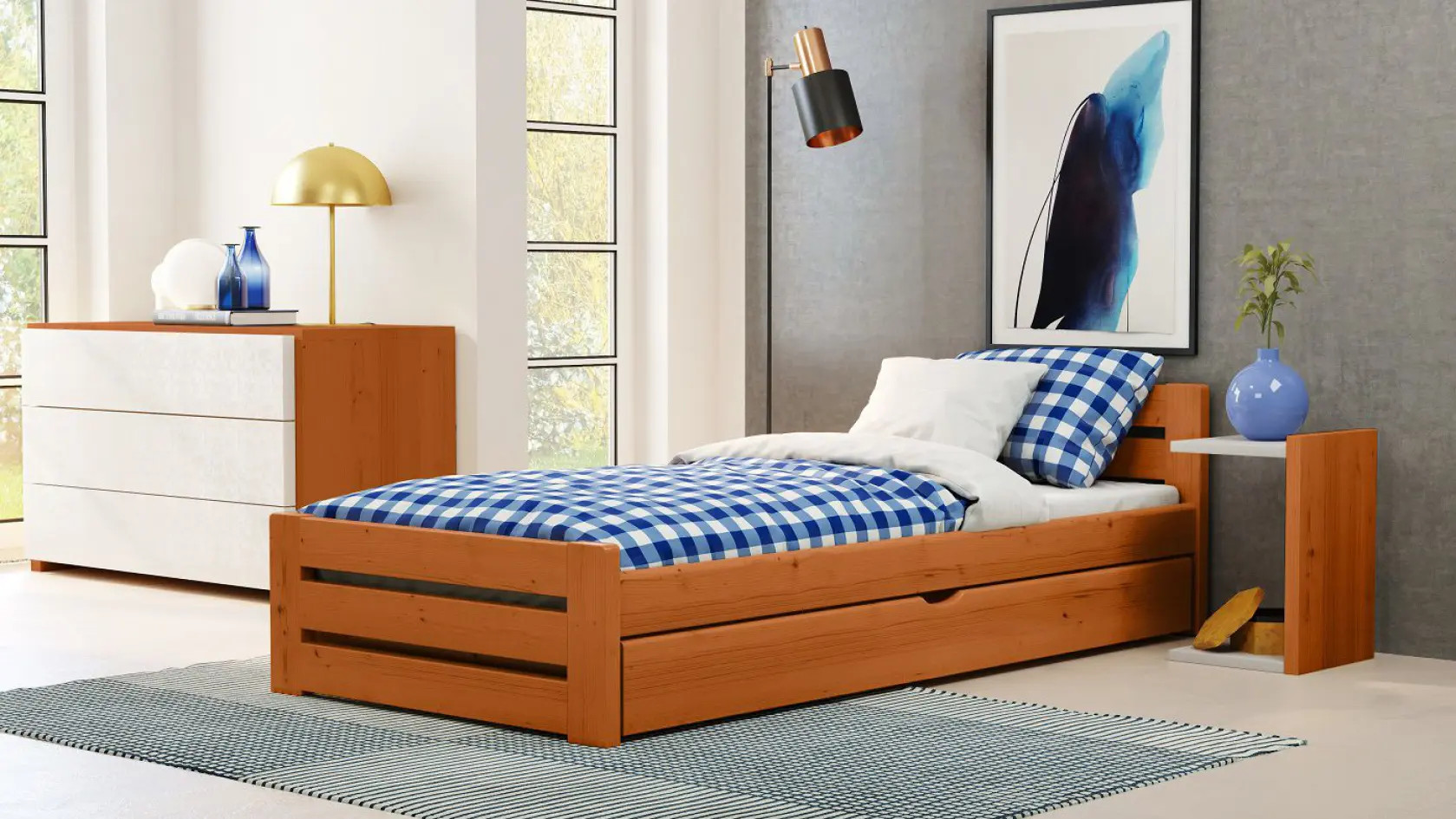 Einzelbett, Ausziehbett, Kinderbett aus massivem Fichtenholz DREAM - Kubuk Moebel