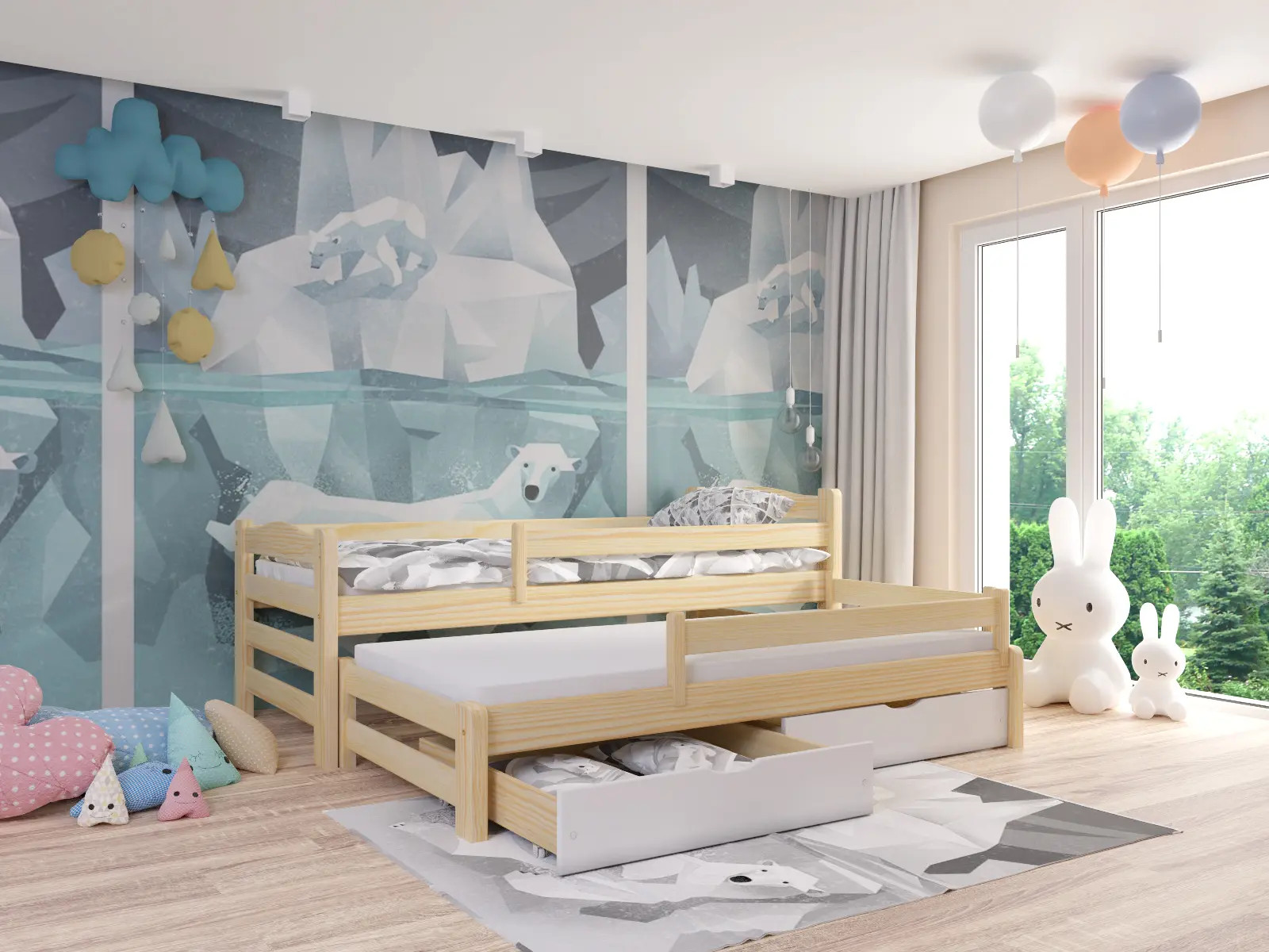 Ausziehbett, Kinderbett, Doppelbett DUOMI PLUS - Kubuk Moebel