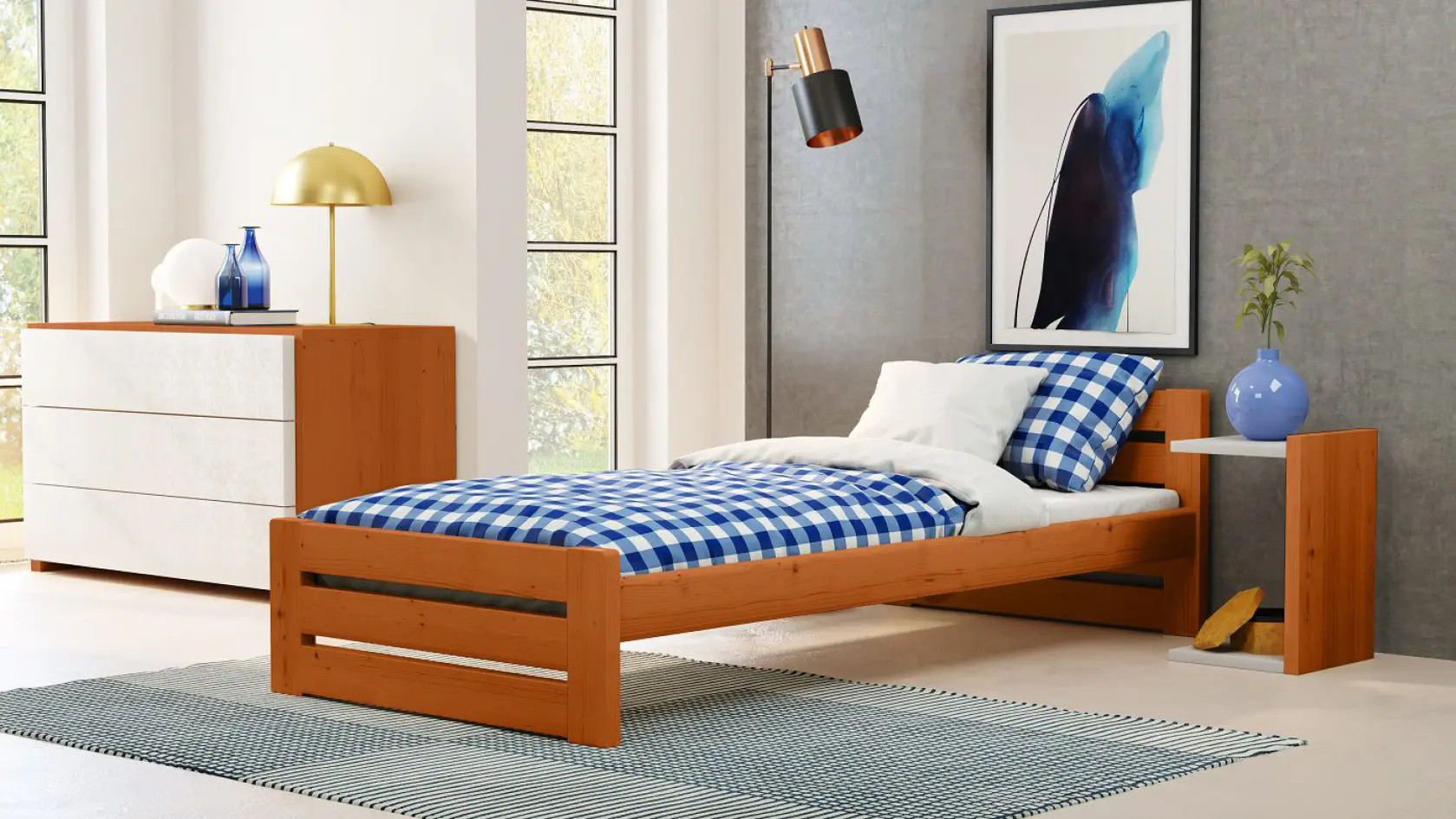 Einzelbett, Ausziehbett, Kinderbett aus massivem Fichtenholz DREAM - Kubuk Moebel