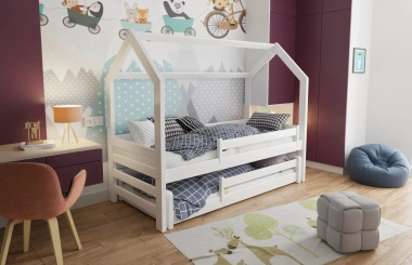 Hausbett, Ausziehbett, Kinderbett DUO MAX HAUS