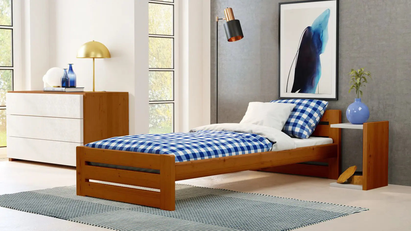 Einzelbett, Ausziehbett, Kinderbett aus massivem Fichtenholz DREAM - Kubuk Moebel