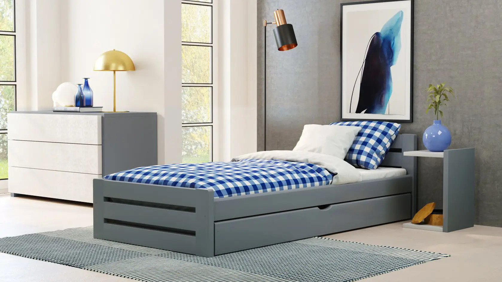 Einzelbett, Ausziehbett, Kinderbett aus massivem Fichtenholz DREAM - Kubuk Moebel