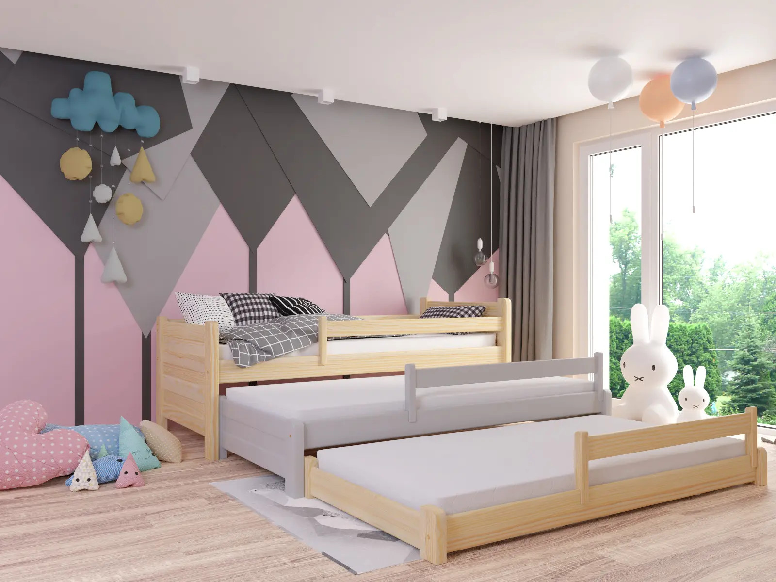 Ausziehbett, Kinderbett, Doppelbett TRIOS - Kubuk Moebel