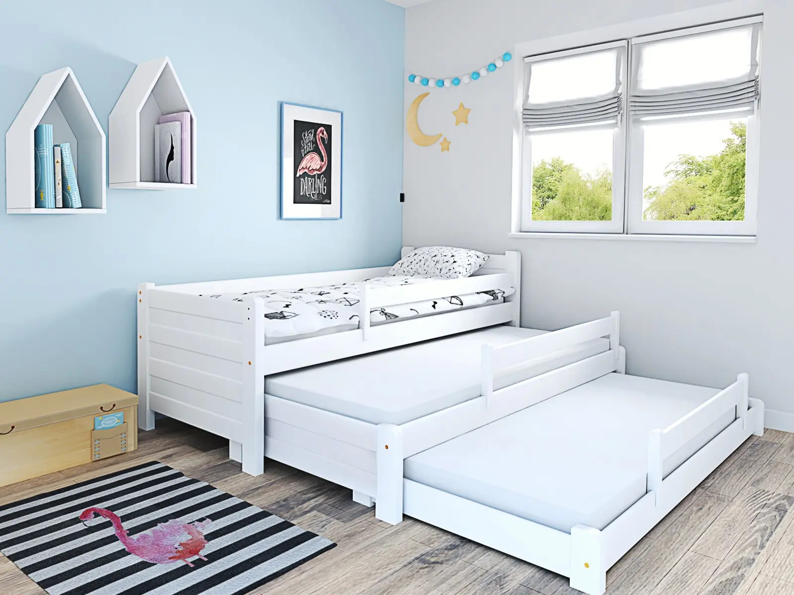 Ausziehbett, Kinderbett, Doppelbett TRIOS - Kubuk Moebel