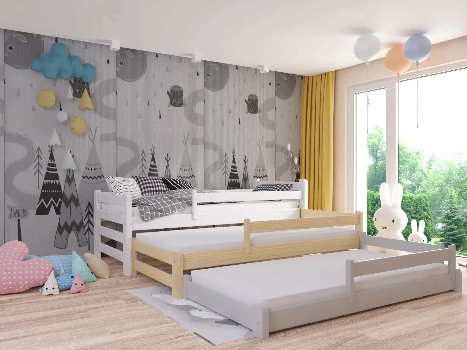 Ausziehbett, Kinderbett, Doppelbett TRIOMI - Kubuk Moebel
