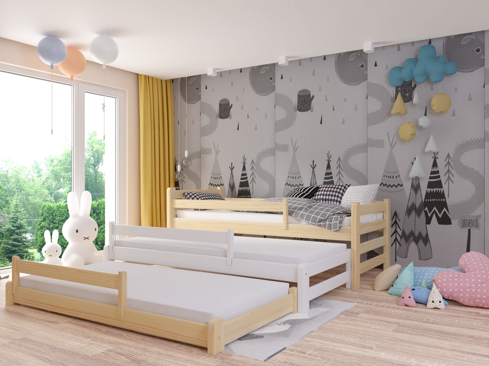 Ausziehbett, Kinderbett, Doppelbett TRIOMI - Kubuk Moebel
