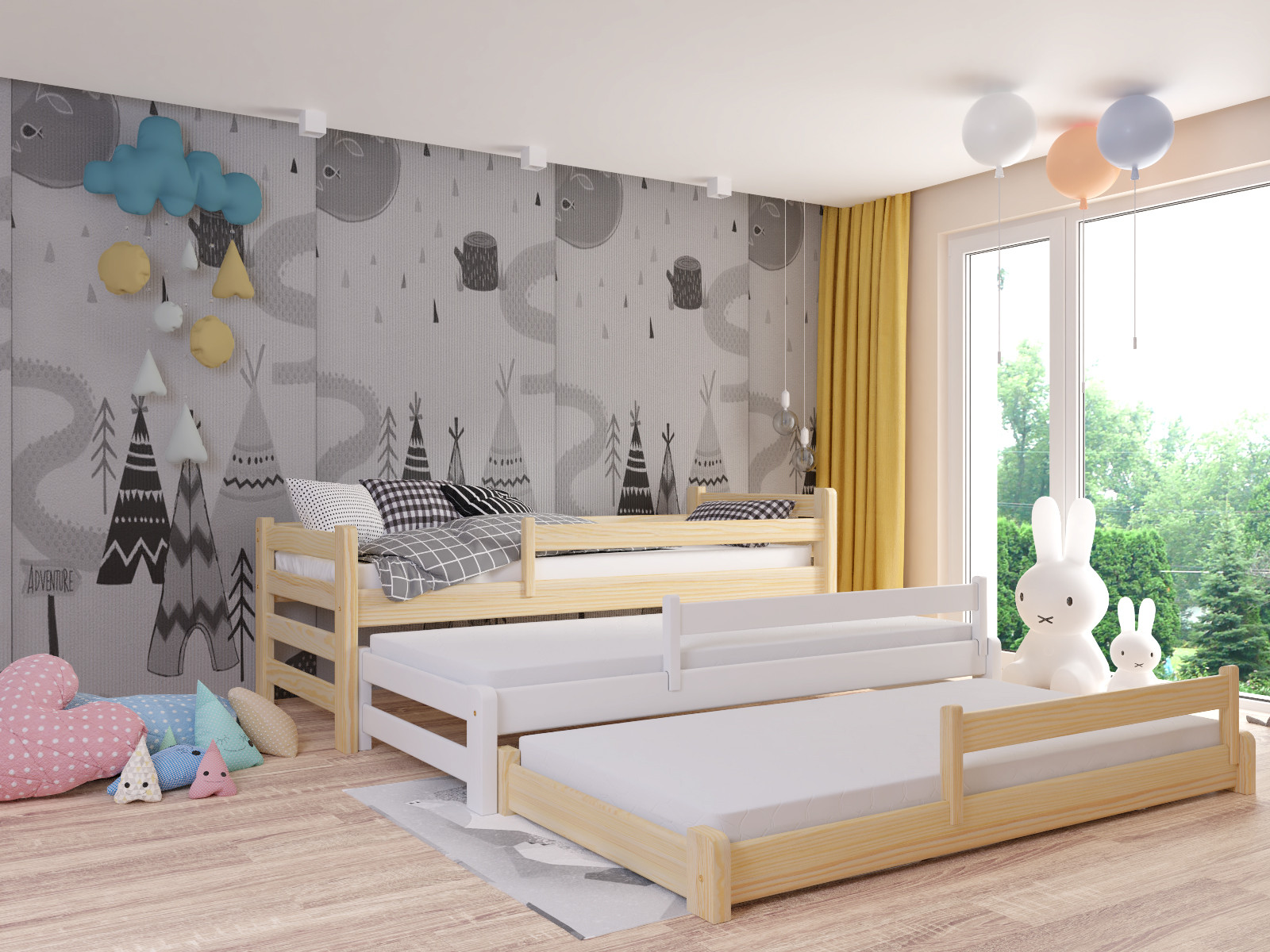 Ausziehbett, Kinderbett, Doppelbett TRIOMI - Kubuk Moebel