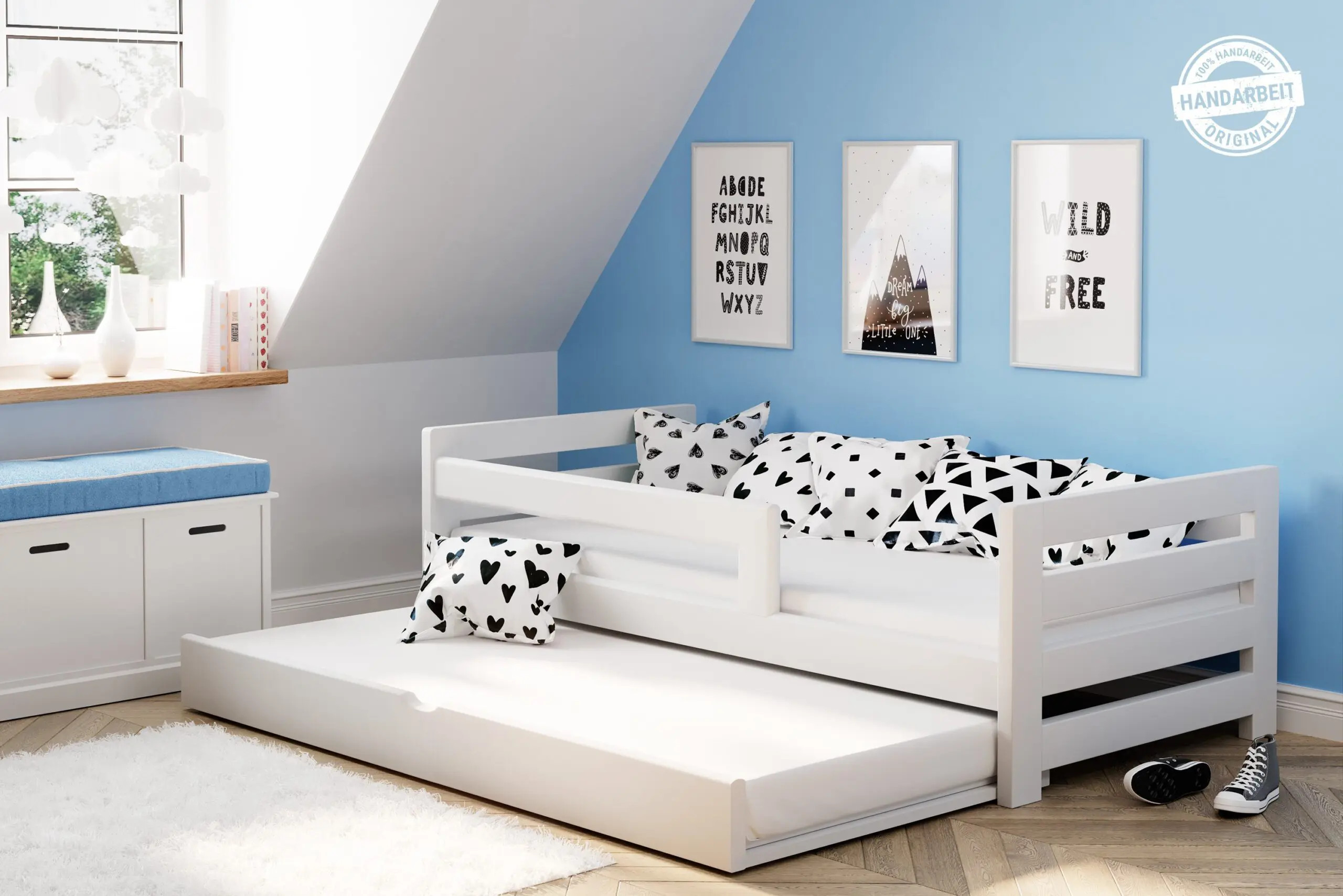 Einzelbett, Ausziehbett, Kinderbett, Doppelbett aus massivem Fichtenholz CLASSIK - Kubuk Moebel