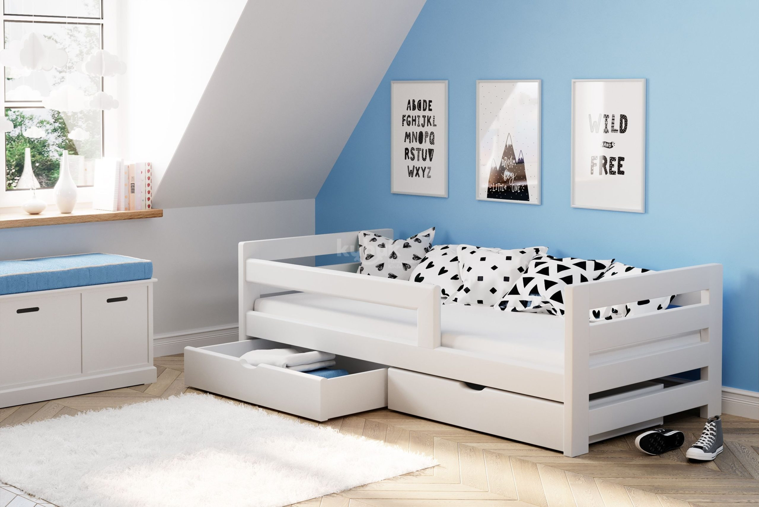 Einzelbett, Ausziehbett, Kinderbett, Doppelbett aus massivem Fichtenholz CLASSIK - Kubuk Moebel