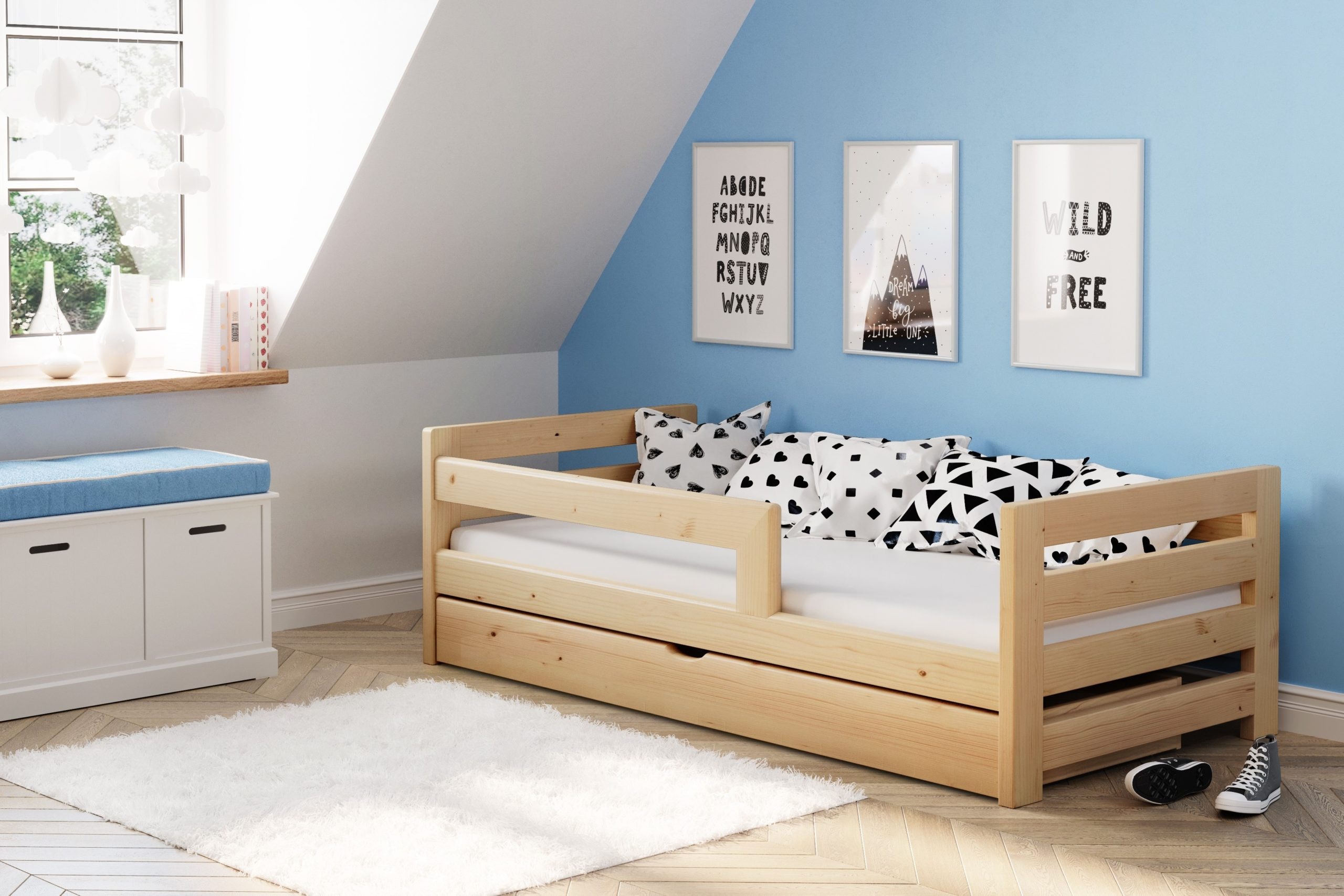 Einzelbett, Ausziehbett, Kinderbett, Doppelbett aus massivem Fichtenholz CLASSIK - Kubuk Moebel