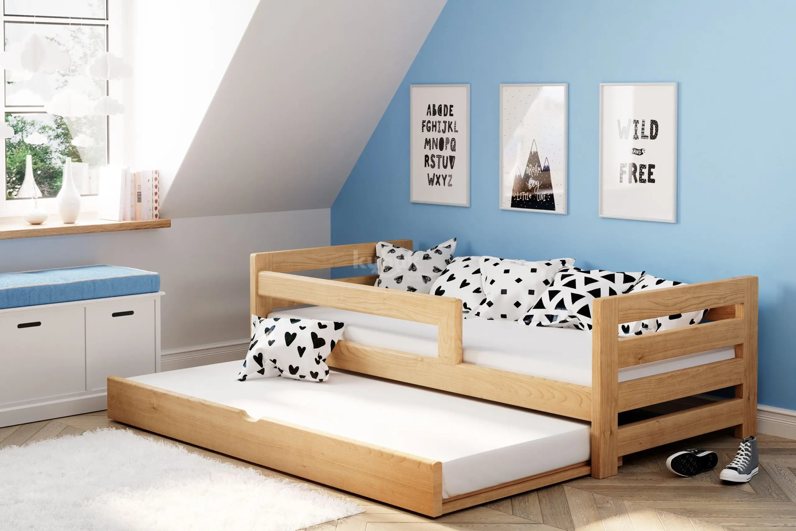 Einzelbett, Ausziehbett, Kinderbett, Doppelbett aus massivem Fichtenholz CLASSIK - Kubuk Moebel