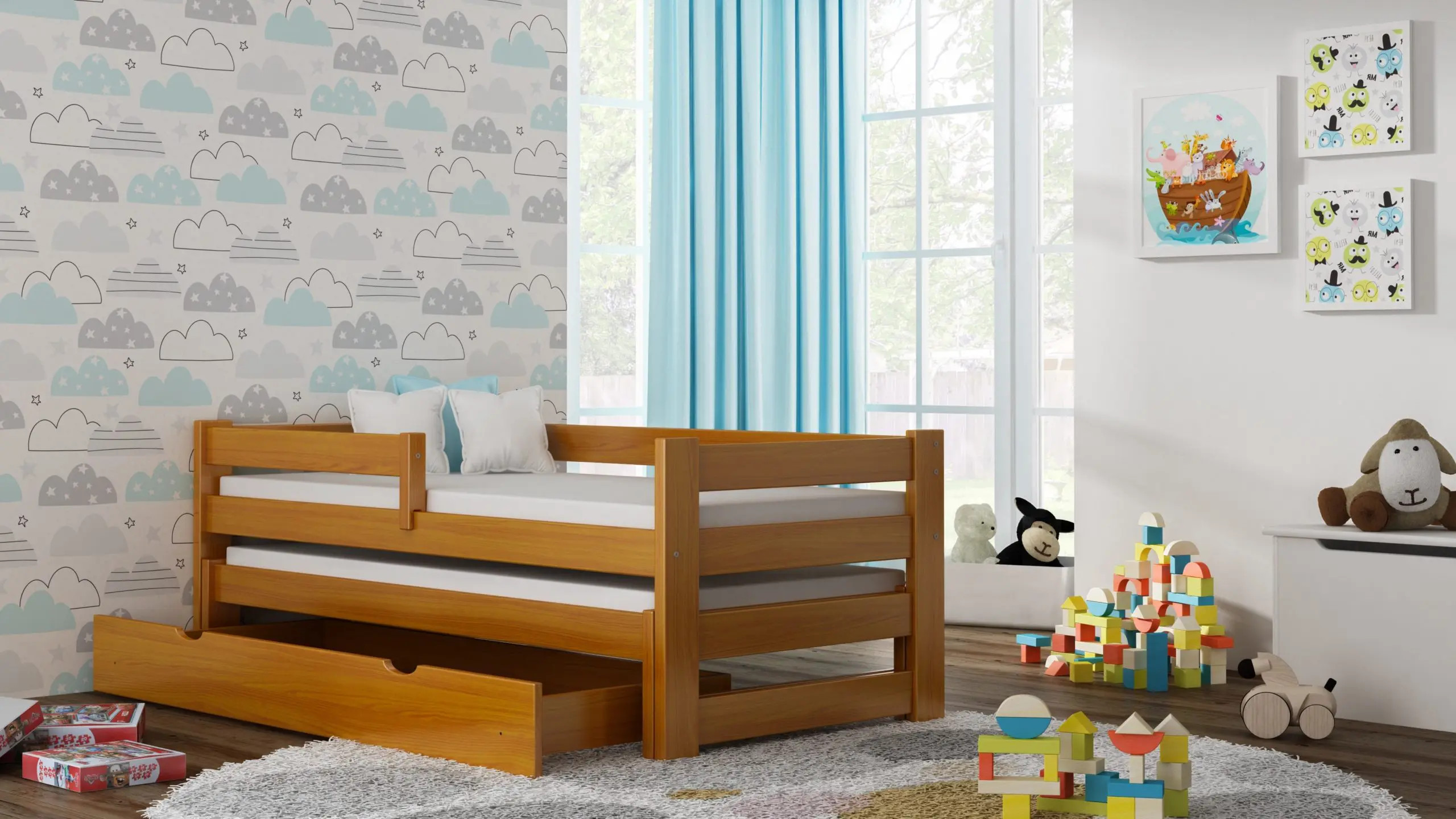 Ausziehbett, Kinderbett, Doppelbett TOMI DUO - Kubuk Moebel