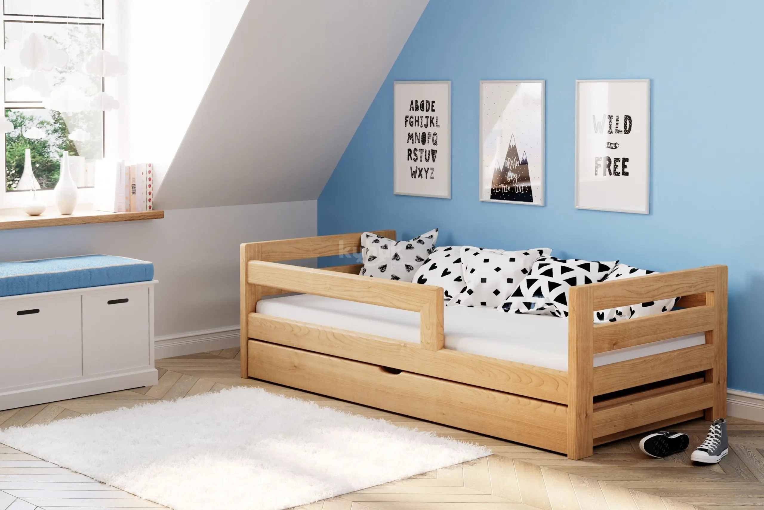 Einzelbett, Ausziehbett, Kinderbett, Doppelbett aus massivem Fichtenholz CLASSIK - Kubuk Moebel