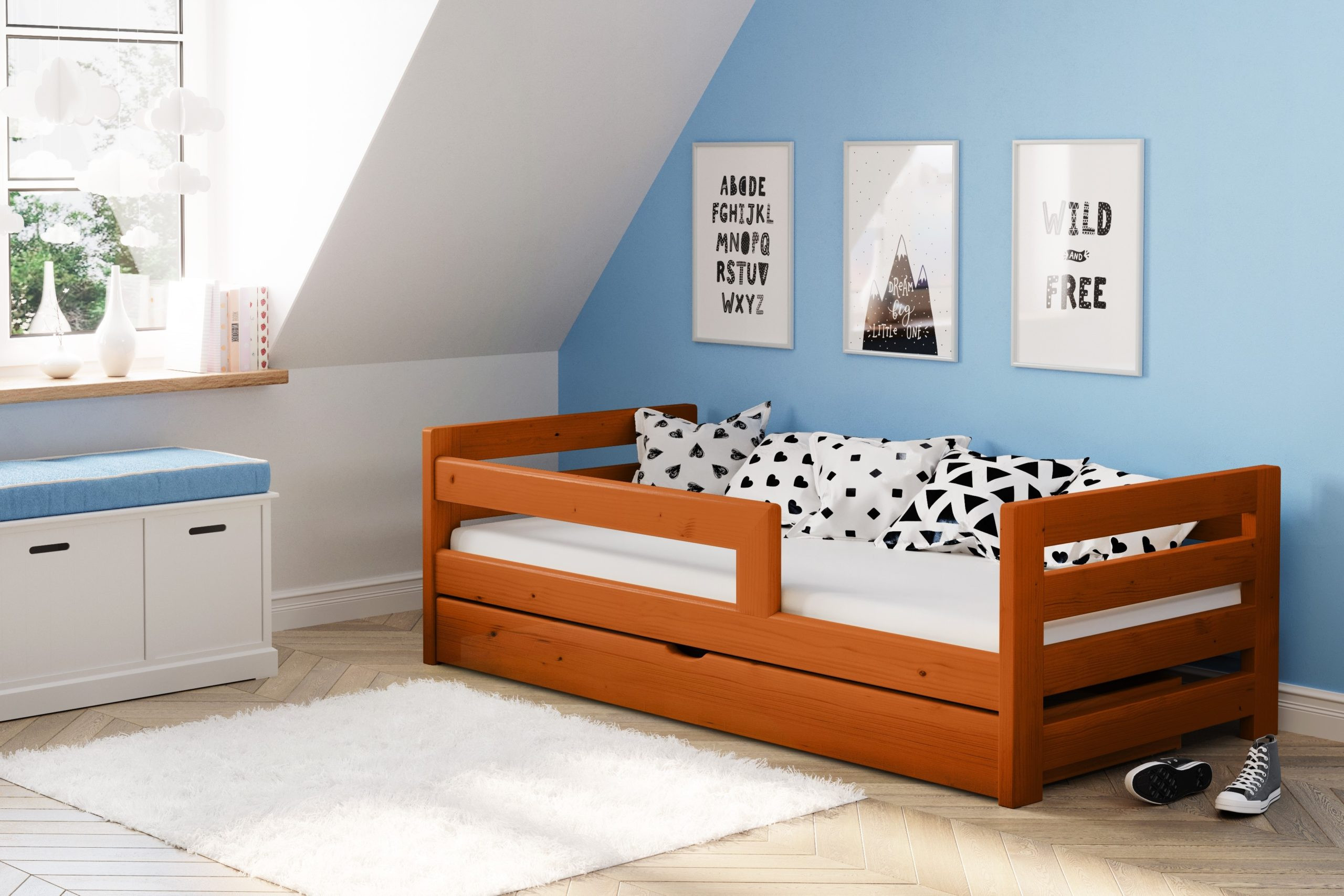 Einzelbett, Ausziehbett, Kinderbett, Doppelbett aus massivem Fichtenholz CLASSIK - Kubuk Moebel