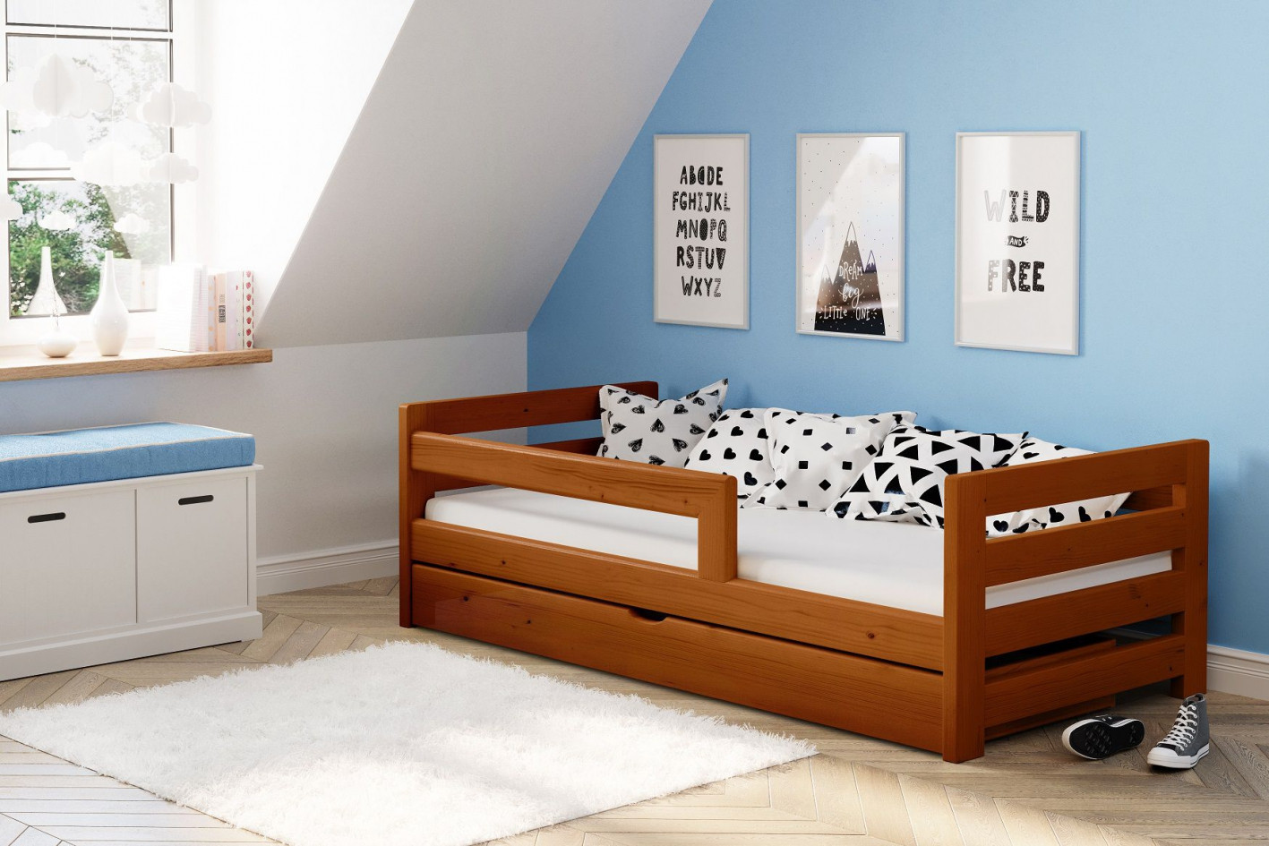 Einzelbett, Ausziehbett, Kinderbett, Doppelbett aus massivem Fichtenholz CLASSIK - Kubuk Moebel
