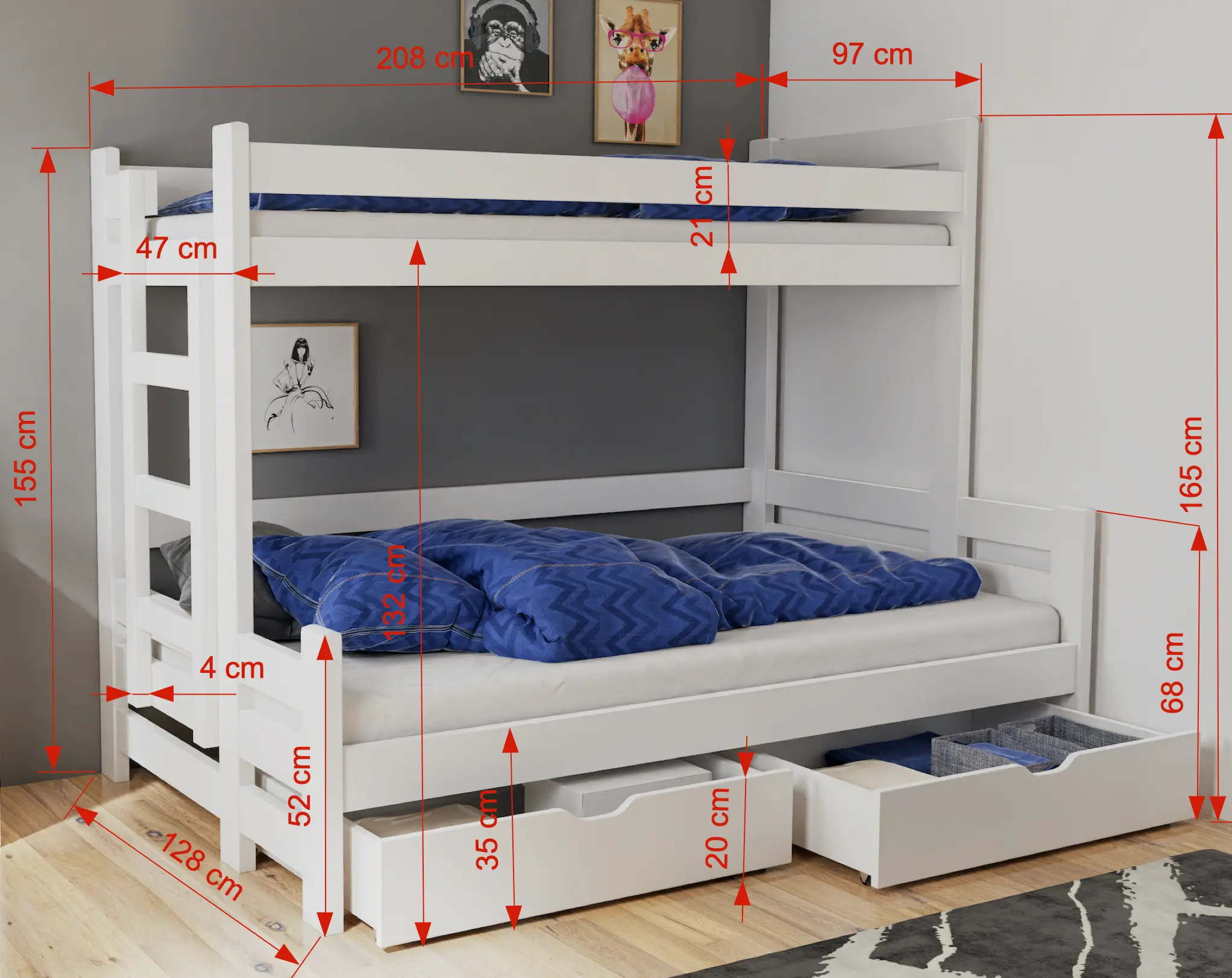 Etagenbett BENIAMIN für 3 Personen - Kubuk Moebel