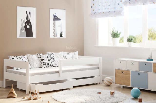 Einzelbett, Kinderbett MIX mit Rausfallschutz Sofortlieferung - Kubuk Moebel
