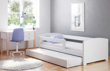Einzelbett, Ausziehbett, Kinderbett aus massivem Fichtenholz TEDI